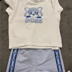 Boss Kids Matching Set in White and Blue